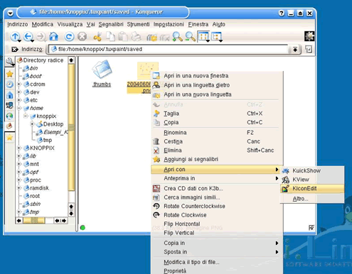 Schermata della funzione di apertura di un file