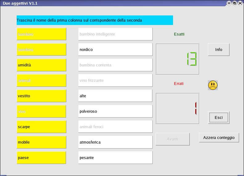 Schermata del software Due Aggettivi