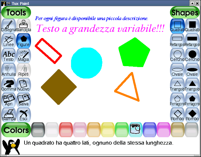 Schermata del software Tuxpaint